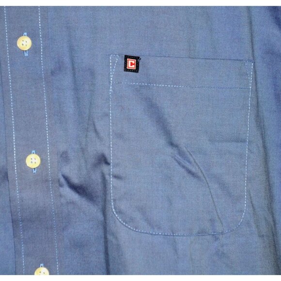 Chaps Pinpoint Mens Blue Button Down Dress Shirt Size L 16.5 32/33 Pocket Cotton - Picture 4 of 7